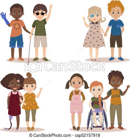 444x470 Disabled Children With Friends. Pupils Girls And Boys