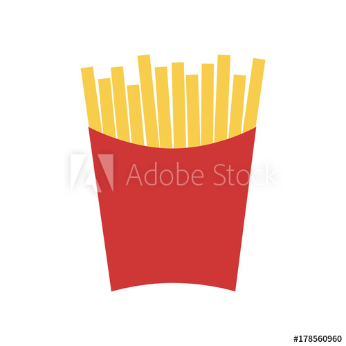 500x500 French Fries In Red Paper Box. Fries Vector Illustration Cartoon