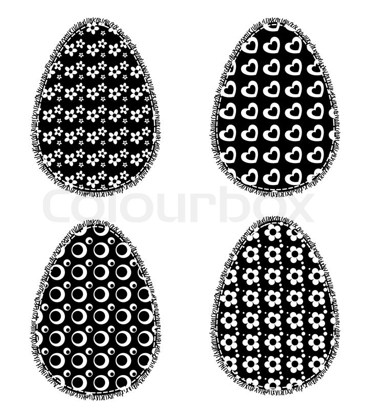 713x800 Silhouette Of Sewing Eggs With A Fringe. Vector Illustration
