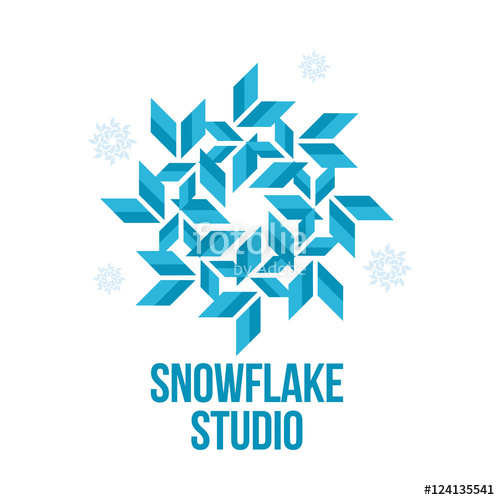 500x500 Blue And White Snowflake Vector Logo Templates Isolated On White