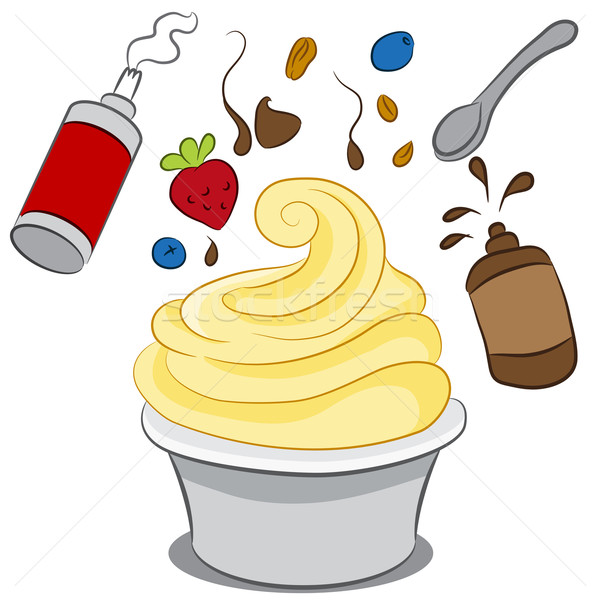 600x600 Frozen Yogurt With Condiments Vector Illustration John Takai
