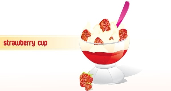 600x320 Strawberry Frozen Yogurt Cup Free Vector In Adobe Illustrator Ai