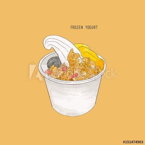 500x500 Frozen Yogurt Sketch Vector.
