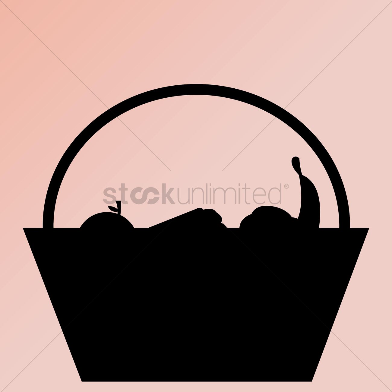 1300x1300 Silhouette Of Fruit Basket Vector Image