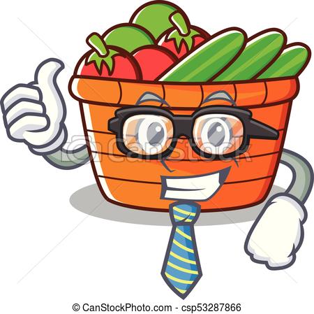 450x449 Businessman Fruit Basket Character Cartoon Vector Illustration.