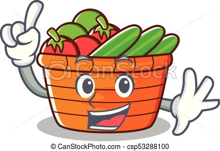 450x310 Finger Fruit Basket Character Cartoon Vector Illustration.