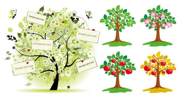 600x326 Tree Illustration Vector Diagram Of Fruit Trees [Eps]
