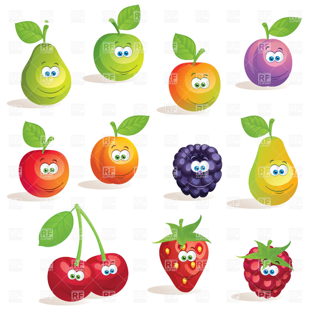 1200x1200 Funny Cartoon Fruits And Berries Vector Image Vector Artwork Of