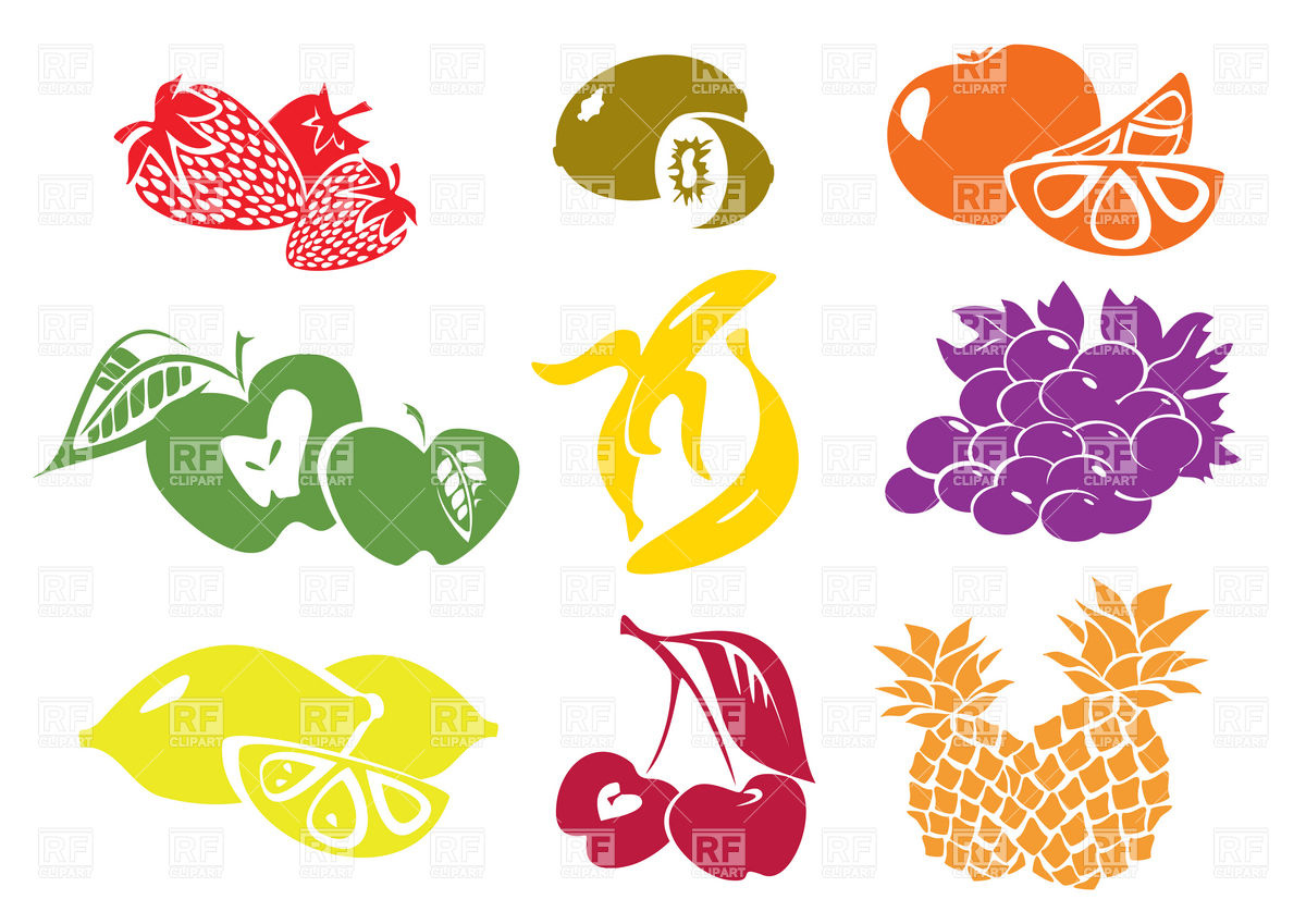 1200x849 Set Of Silhouette Of Fruits Vector Image Vector Artwork Of Food
