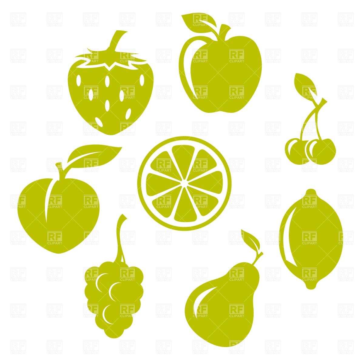 1200x1200 Strawberry, Apple, Cherries And Other Fruits Vector Image Vector