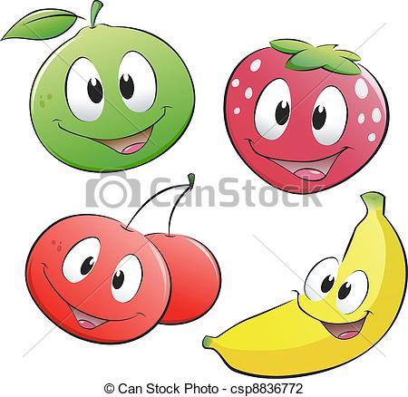450x438 Cartoon Fruit. Vector Illustration Of A Set Of Cartoon Fruits