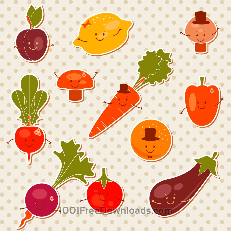 800x800 Free Vectors Cartoon Fruits Vector Set Abstract