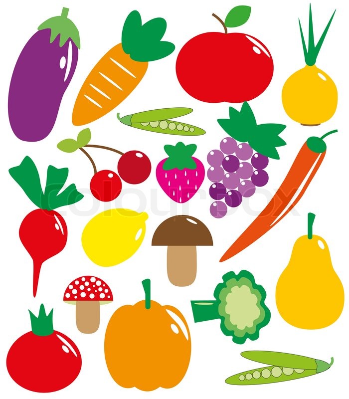 700x800 Set Of Fruits And Vegetables Vector Illustration Stock Vector