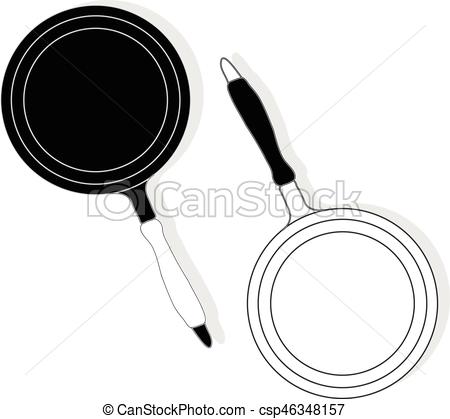 450x419 Frying Pan, Vector Isolated Set.