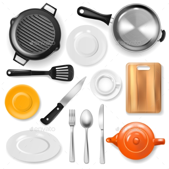 590x590 Pan Vector Kitchenware Or Cookware For Cooking By Vectoristik