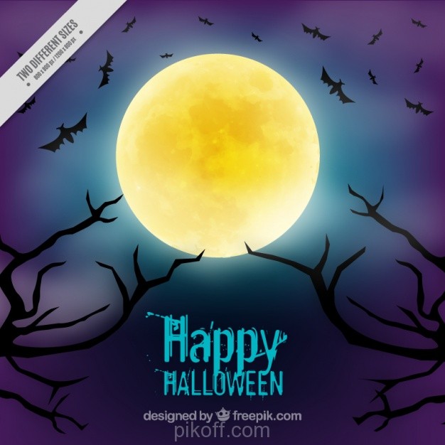 626x626 Ai] Background For Halloween With A Full Moon Vector Free Download