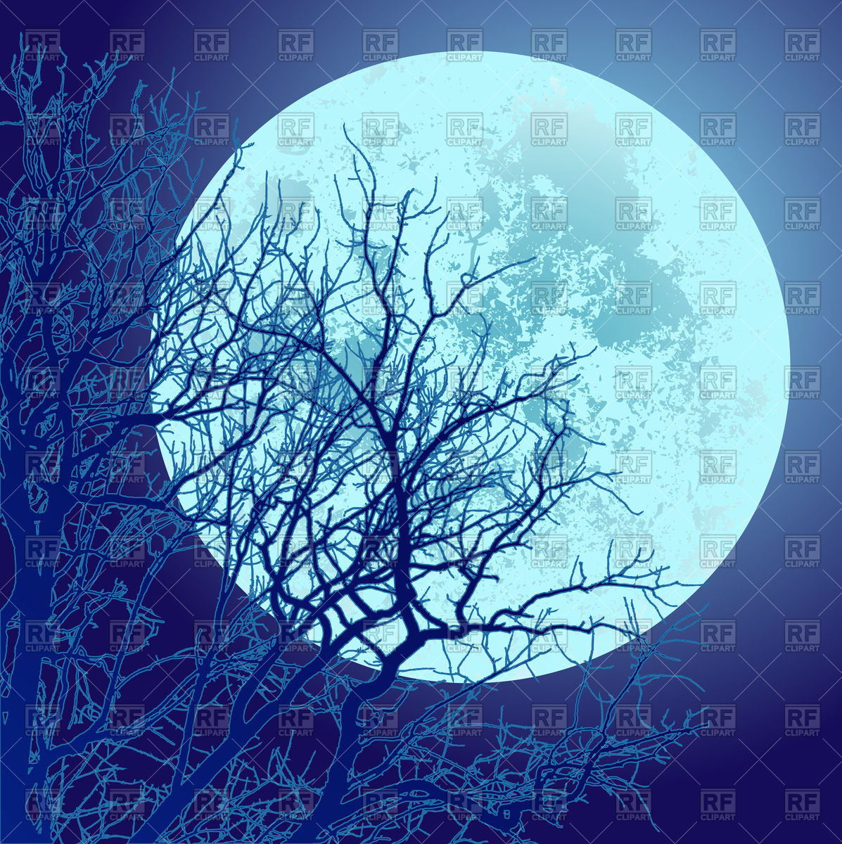 1197x1200 Tree And Full Moon Vector Image Vector Artwork Of Backgrounds
