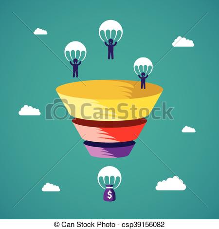 450x470 Sales Funnel Vector Concept In Flat Style.