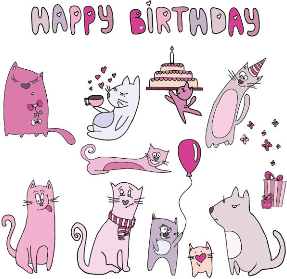 584x568 Festival Elements And Funny Cat Vector Graphic Free Vector In