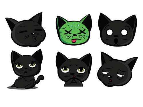 500x375 Funny Black Cat Vector 01 Free Download