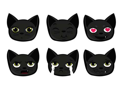500x375 Funny Black Cat Vector 02
