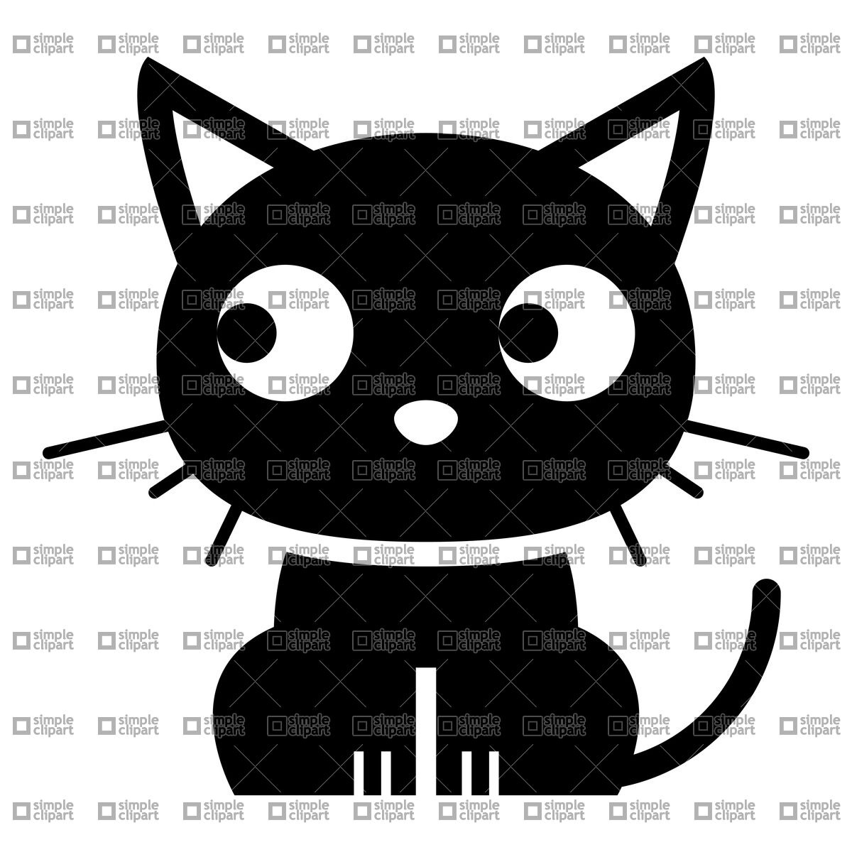1200x1200 Funny Cartoon Black Cat Vector Image