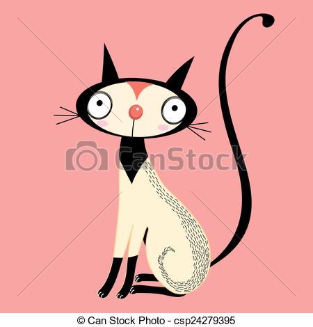 450x470 Funny Cat. Bright Graphics Cat On Pink Background.