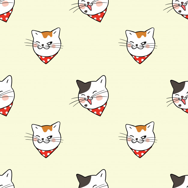626x626 Seamless Pattern Background Funny Cat Vector Premium Download