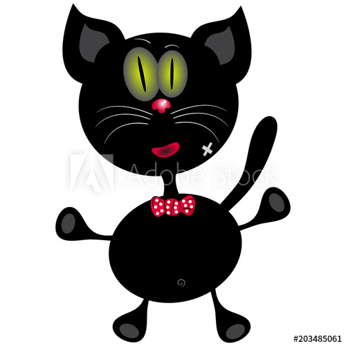 500x500 Black Funny Cat Vector