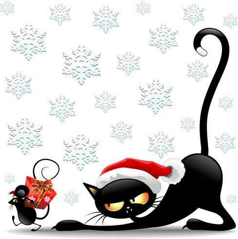 488x490 Christmas Funny Cats Vector Free Vector In Encapsulated Postscript