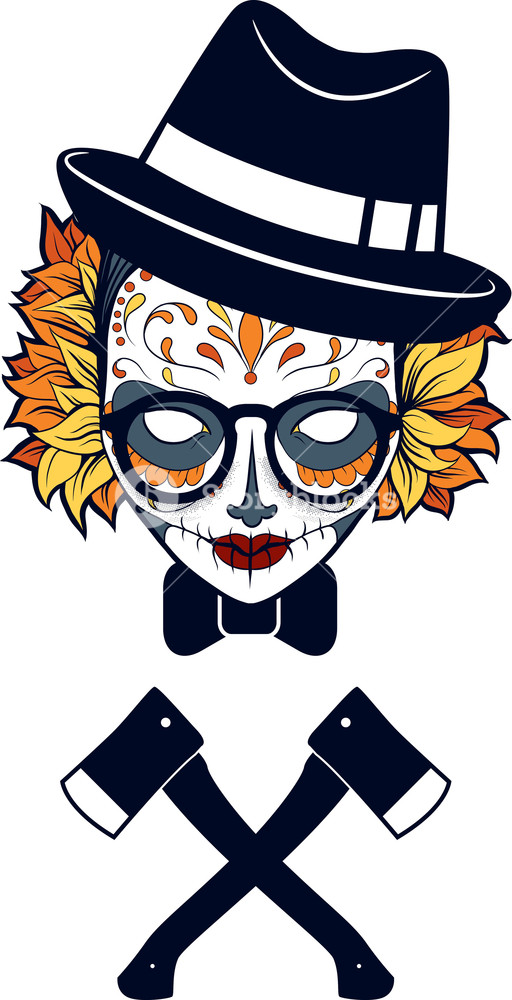 512x1000 Funny Sugar Skull Vector T Shirt Design Royalty Free Stock Image