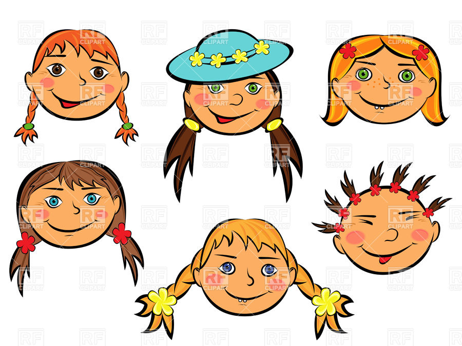 900x675 Funny Cartoon Faces Of Smiling Teen Girls And Boys Vector Image