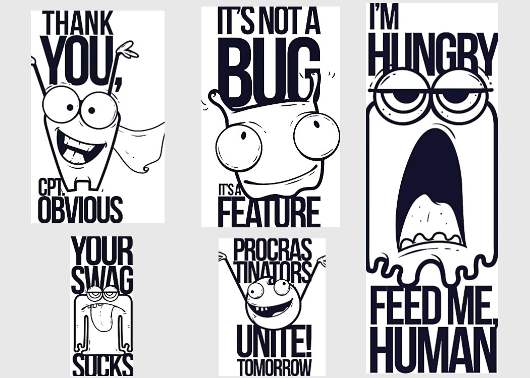1050x750 Funny Cartoon T Shirt Prints Set Free Download