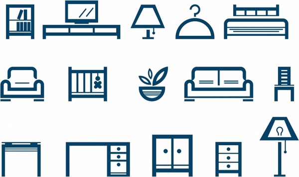 600x356 Furniture Pictograms Free Vector In Adobe Illustrator Ai ( .ai