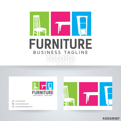500x500 Furniture Vector Logo With Business Card Template Stock Image And