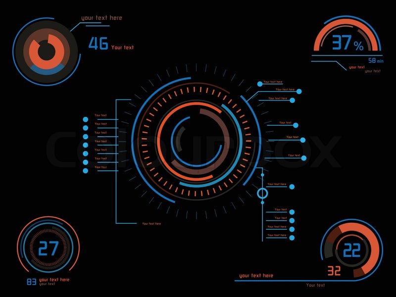 800x600 Futuristic Color Infographics As Head Up Display Stock Vector