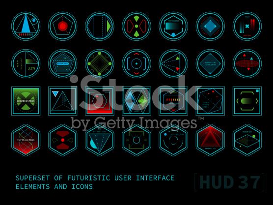 556x417 Set Of Conceptual Futuristic Display Interface Elements. Round