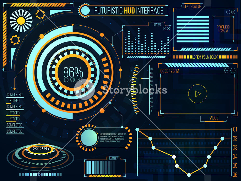 1000x750 Futuristic Hud Interface Ui, Ux Design, Big Set Of Infographic