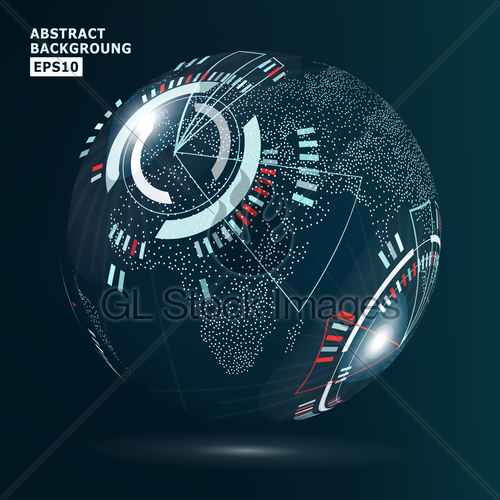 500x500 Futuristic Globalization Interface. Vector Illustration. Gl