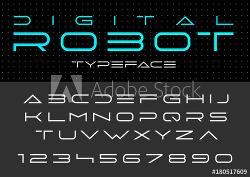 500x354 Futuristic Vector Font. Digital Virtual Reality Technology