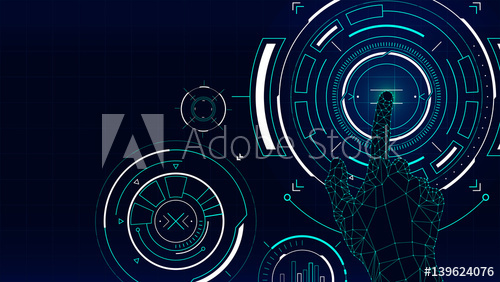 500x282 Futuristic Vector Background, Hud Technology Touch Screen