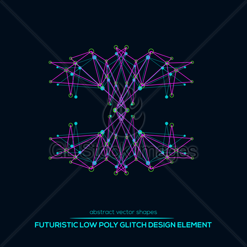 500x500 Abstract Vector Polygonal Futuristic Shapes. Glitch Design. Gl