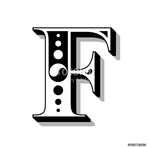 500x500 Classic Vintage Font, Letter F, Vector. Stock Image And Royalty