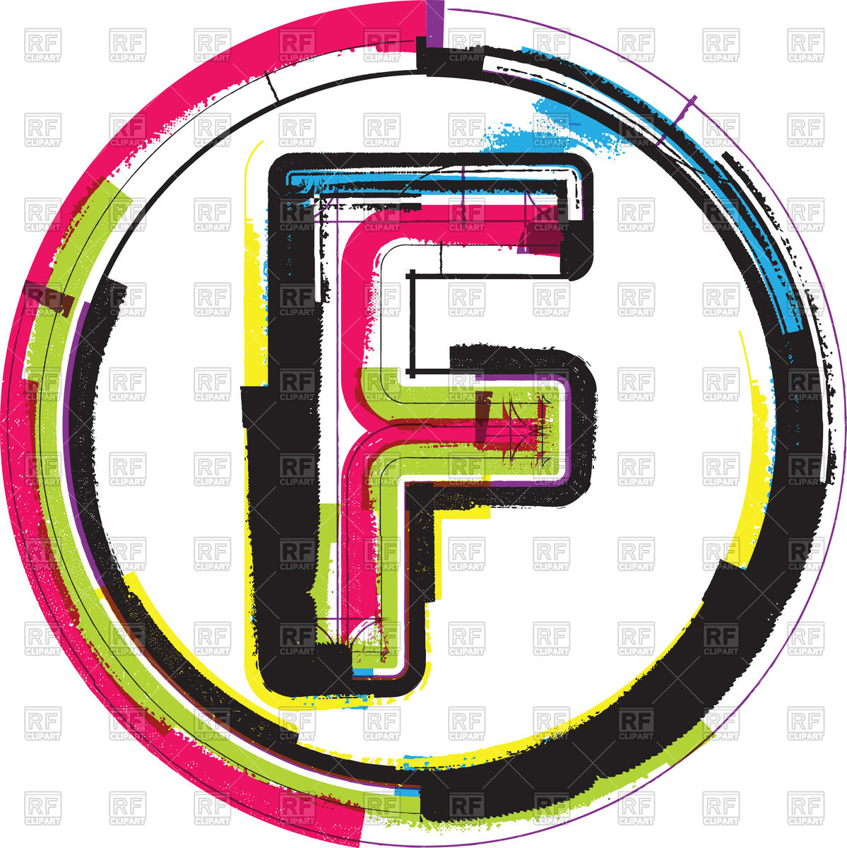 1199x1200 Colorful Motley Letter F Vector Image Vector Artwork Of Fonts