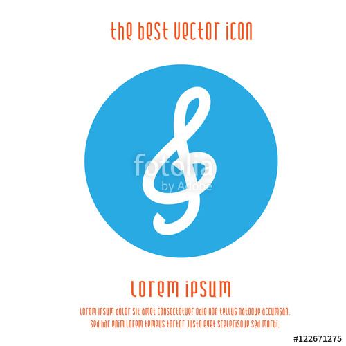 500x500 G Clef Vector Icon. Music Round Blue Simple Isolated Sign Symbol