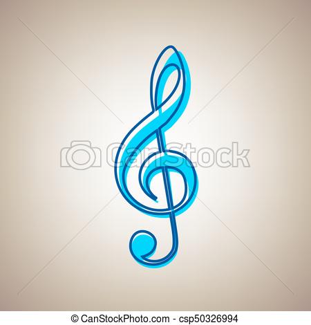 450x470 Music Violin Clef Sign. G Clef. Treble Clef. Vector. Sky Blue Icon