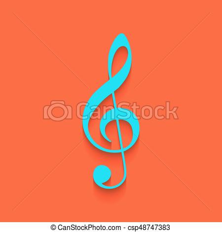 450x470 Music Violin Clef Sign. G Clef. Treble Clef. Vector. Whitish Icon