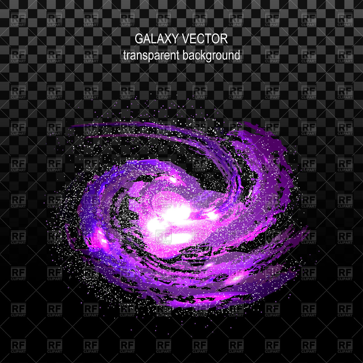 1200x1200 Violet Spiral Galaxy On Transparent Black Background Vector Image