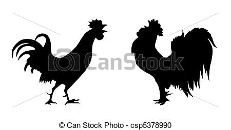 450x254 Vector Silhouette Of The Cock On White Background.