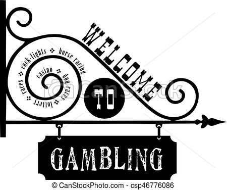 450x376 Street Sign Welcome To Gambling. Vector Illustration.